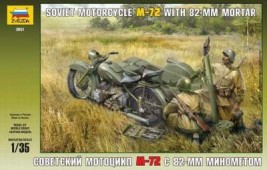 zv3651 Советский мотоцикл М-72 с минометом